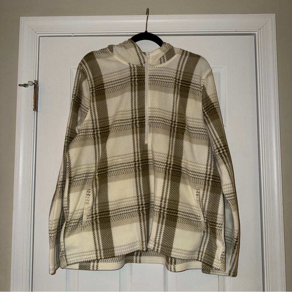 O'Neill Beige and Olive Plaid Zip-Up Jacket